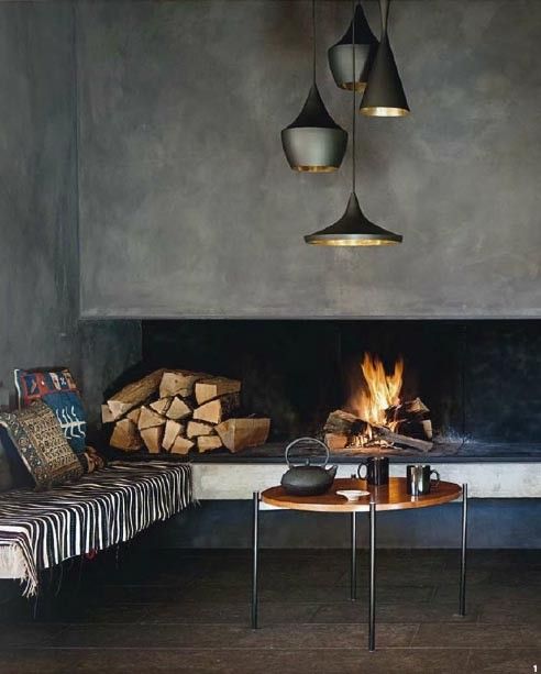 Love the texture on this wall. Interesting idea having such a long firebox,too.