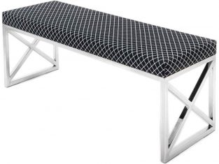 A steel bench with an upholstered Callis seat, 120x40x45 cm