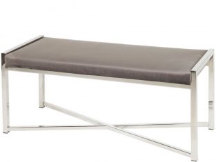 Banc en acier avec assise rembourrée Movi, 120x40x45 cm