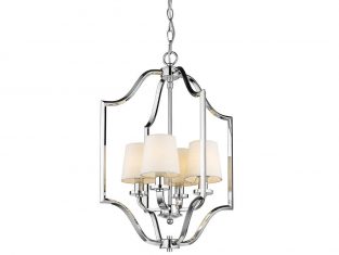 Hanglamp met witte lampenkappen New York Cosmo Zilver 46 × 67 cm Cosmo Light