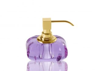 Soap dispenser purple Kristall Violet / Gold Decor Walther 13x9x12cm