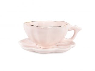 Porcelain cup with saucer Majolika Nieborów Fleur Pink 200ml
