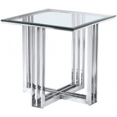 Table d'appoint Baltimore Silver Clear 50x50x50cm Cosmo Light