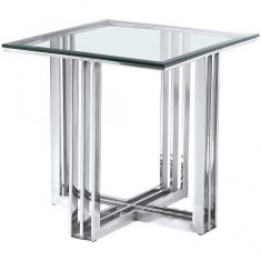 Baltimore Silver Clear Beistelltisch 50x50x50cm Cosmo Light