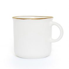 Kubek porcelanowy duży biały Majolika Mug White Gold 250ml