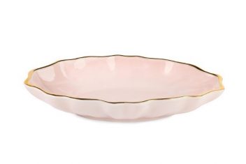 Miseczka porcelanowa owalna karbowana Pink Majolika Nieborów