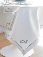 Obrus White Fil à fil Jacquard Français bbhome