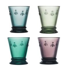 Un coffret de verres colorés Abeille 240ml 4 pièces.