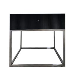 Table de chevet cubique cannelée noire I 50x40x45cm