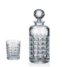 Crystal set Sparkler carafe + 6 Bohemia whiskey glasses