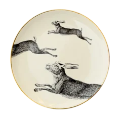 Decorative plate with a Hare Majolika Nieborów Ø21cm