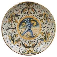 Decoratief bord met Cupido Majolica Nieborów Ø15,5cm