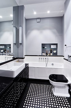 black and white bathroom