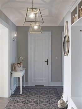 arrangement of the hall with a pendant lamp