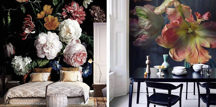 Wall murals with flowers